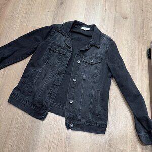 Distressed Oversized Black Denim Jacket